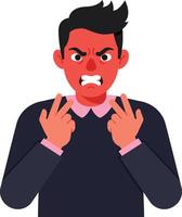 Angry man expressing frustration with clenched fists in a minimal flat design illustration vector