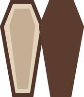 Two stylized wooden coffins in a flat and minimal design, showcasing distinct shapes and colors in art vector