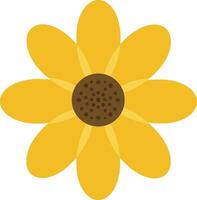 Bright yellow sunflower with rounded petals and a dark center in a flat design style showcasing cheerful and vibrant art vector