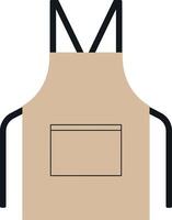 A simple brown apron with black straps, featuring a pocket, in a minimal design style, perfect for cooking, crafting, or artistic endeavors, illustration vector