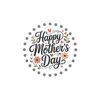 Printable Mothers Day Art with Hand Drawn Lettering and Flowers vector