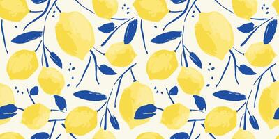 seamless pattern with abstract lemons. Trendy hand drawn art textures. Modern abstract design for paper, cover, fabric, interior decor and other use vector