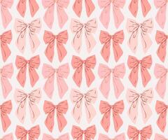 Coquette pink bows seamless pattern on white background vector
