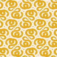 Seamless pattern with yellow snake on pastel background vector