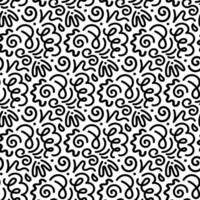 Black line doodle seamless pattern. Hand drawn scribble art background vector