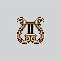 Classic Vintage Lyre Harp Music Icon pixelated for the pixel art game and icon for website and game. old school retro. vector