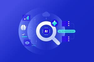 AI Powered Search Engines artificial intelligence drive digital marketing, seo automation vector