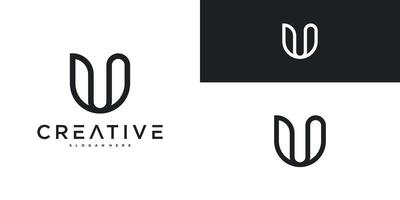 Initial letter U logo with abstract lines and shapes. Premium vector