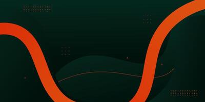 Green geometric business banner design. Creative banner design with wave shape and orange lines as template. Simple design on horizontal banner. Eps10 vector