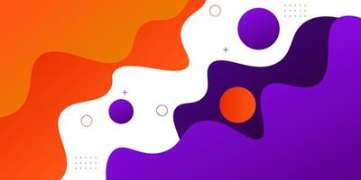 Purple and orange geometric business banner design. Creative banner design with wave and circle shape as template. Simple horizontal banner. vector