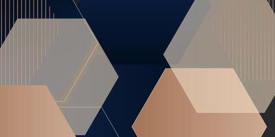 Abstract colorful dark blue hexagon background. Simple brown geometric pattern design. Eps10 vector