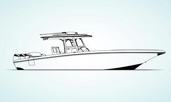 Boat One Color With Four Engine vector