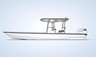 One Side Line Art Boat One Color vector