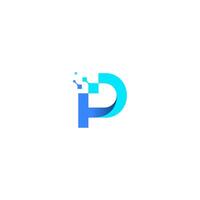Letter P with data or customer or digital shape concept. vector