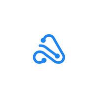 Letter A tech digital technology network, global solution, logo design template. vector