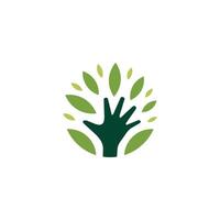 hand leaves logo, icon, symbol, circle minimalist vector