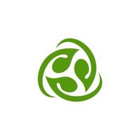 triangle recycle dynamic leaf logo icon design, green leaf arrow rotation sigh ecology vector
