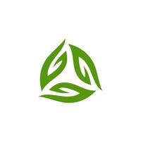 triangle dynamic leaf recycle logo icon, green leaves arrow rotation vector