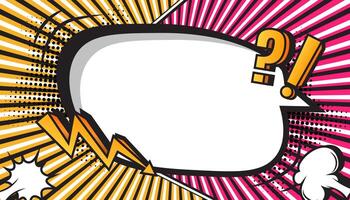 Retro Comic Book Big White Explosion with Pop Art Style, Halftone Dots, Speech Bubbles, and Dynamic Action Bursts with Set of Vibrant Comic Page Frames and blank Conversation Panels vector