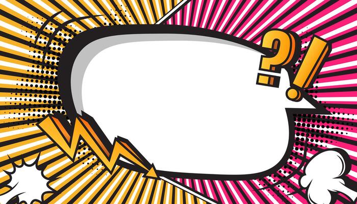 Retro Comic Book Big White Explosion with Pop Art Style, Halftone Dots, Speech Bubbles, and Dynamic Action Bursts with Set of Vibrant Comic Page Frames and blank Conversation Panels