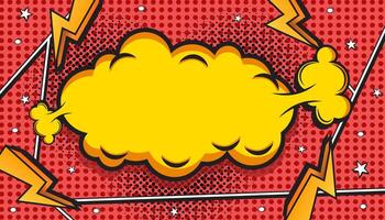 Colorful Retro Comic Book Big Yellow Explosion with Pop Art Style, Halftone Dots, Speech Bubbles, and Dynamic Action Bursts with Set of Vibrant Comic Page Frames and blank Conversation Panels vector