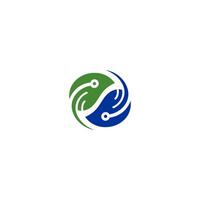 Abstract two digital leaf logo. leaf icon dynamic green color vector