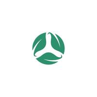 Abstract circle three leaf logo. leaf icon dynamic green color vector