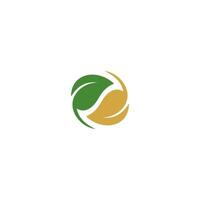 Abstract two leaf logo. leaf icon dynamic green color vector