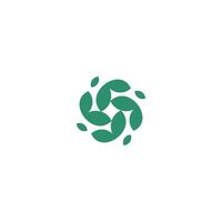 Abstract minimalist three leaf logo. leaf icon dynamic green color vector