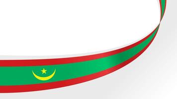 wavy mauritania flag ribbon background with copy space for text. for national day vector