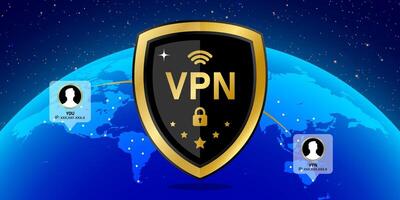 vpn virtual private network to secure internet connection for all devices world vector