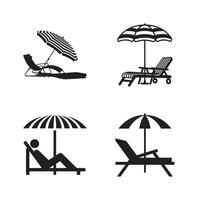 Silhouette of beach umbrella and beach chair, evoking the feeling of a sunny getaway vector