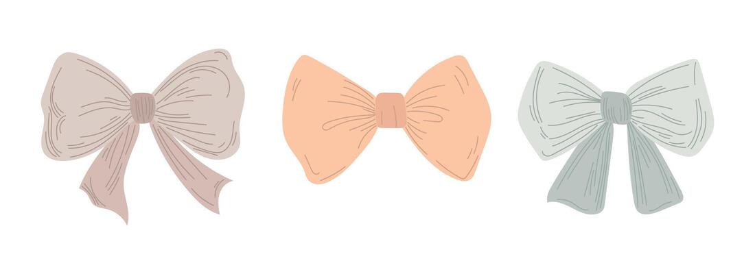 Delicate ribbons in neutral tones sketched with classic outlines offer a stylish accessory graphic for textile, gift wrap, or minimalist creative themes