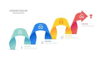 Infographic flow chart arrow business template with icons and 4 options or steps. vector
