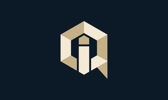 ai hexagon artificial intelligence minimalistic monogram logo design vector