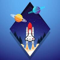 Start up idea Landing page screen, development technology, rocket banner vector
