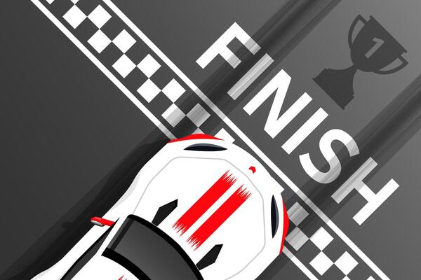 Finish line racing Car background top view,Trophy asphalt with finishing line