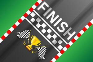 Finish line racing background top view,Trophy flags asphalt vector