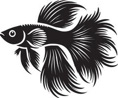 A black and white image of a siam fish vector