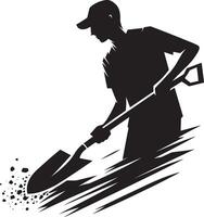 A silhouette of a man with a shovel vector