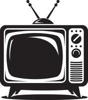 An old television with a black and white background vector