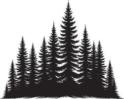 A silhouette of pine trees on a white background vector