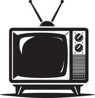 An old television with a black and white image vector