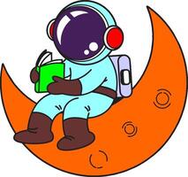 Astronaut reading on the moon clipart vector