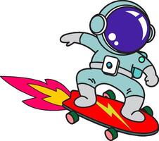 An astronaut riding a skateboard with a helmet vector