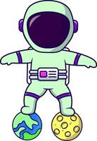 An astronaut with a globe and a helmet vector