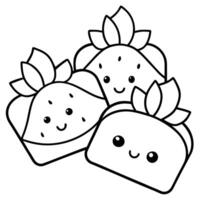 Delightful Strawberry Dessert Delights in Sticker Form vector