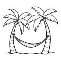 Tranquil Summer Escape Hammock Swaying Amidst Coconut Trees on a Serene Beach vector