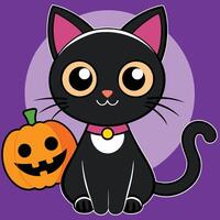 Spooky Halloween Illustrations with Black Cats Bats and Witchcraft Elements vector
