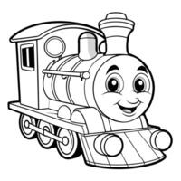 Adorable Cartoon Train Characters with Playful Expressions and Cute Faces Illustration vector